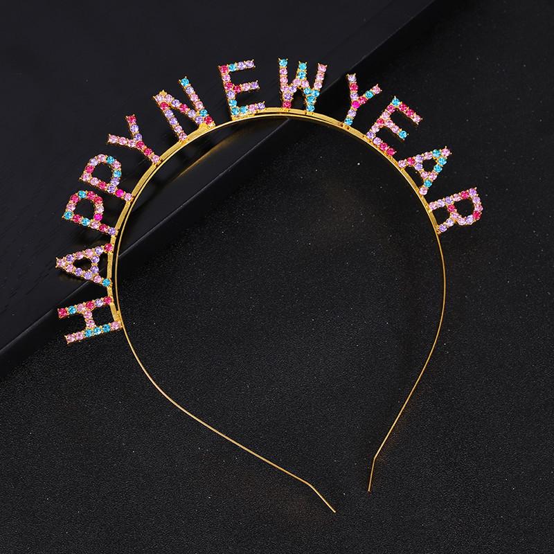 Fashionable Rhinestone Happy New Year Headband – Stylish Party Hair Accessory