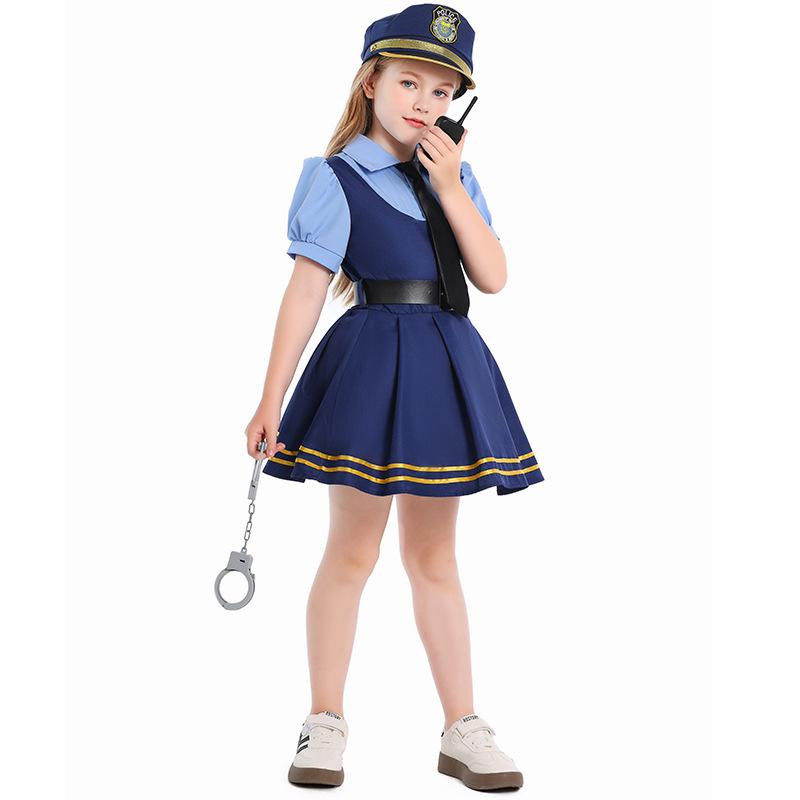 Zootopia Judy Hopps Police Officer Costume for Kids Bunny Police Outfit Full Set for Girls Halloween Party Clothes