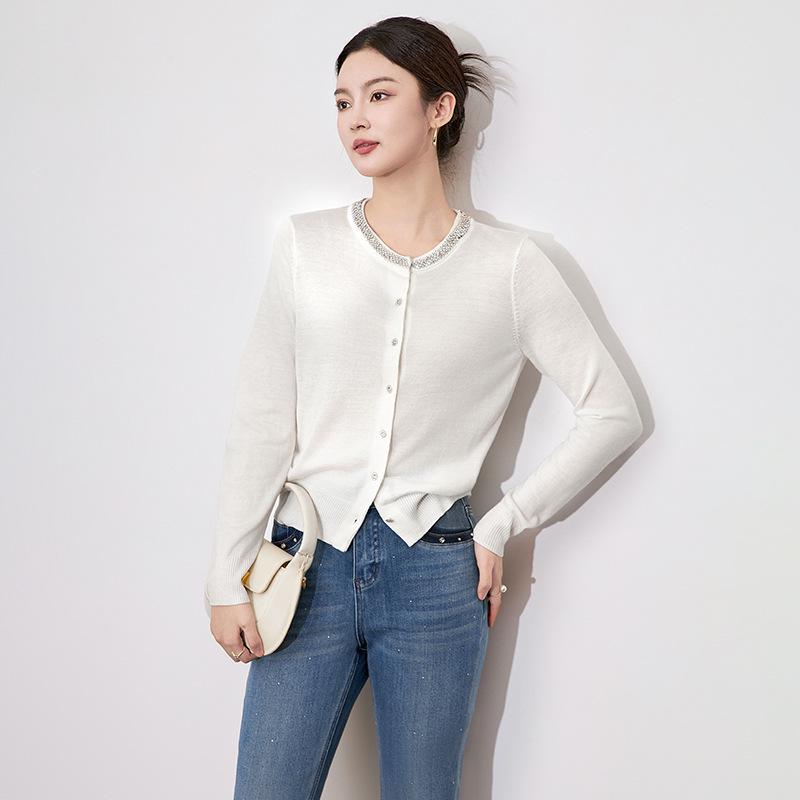 

Легкий роскошный кардиган Diamond Slim с круглым вырезом, женский свитер One Size