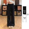 Women's Gray High Waist Straight Leg Sweatpants - Slimming Wide-Leg Design for Spring 2025