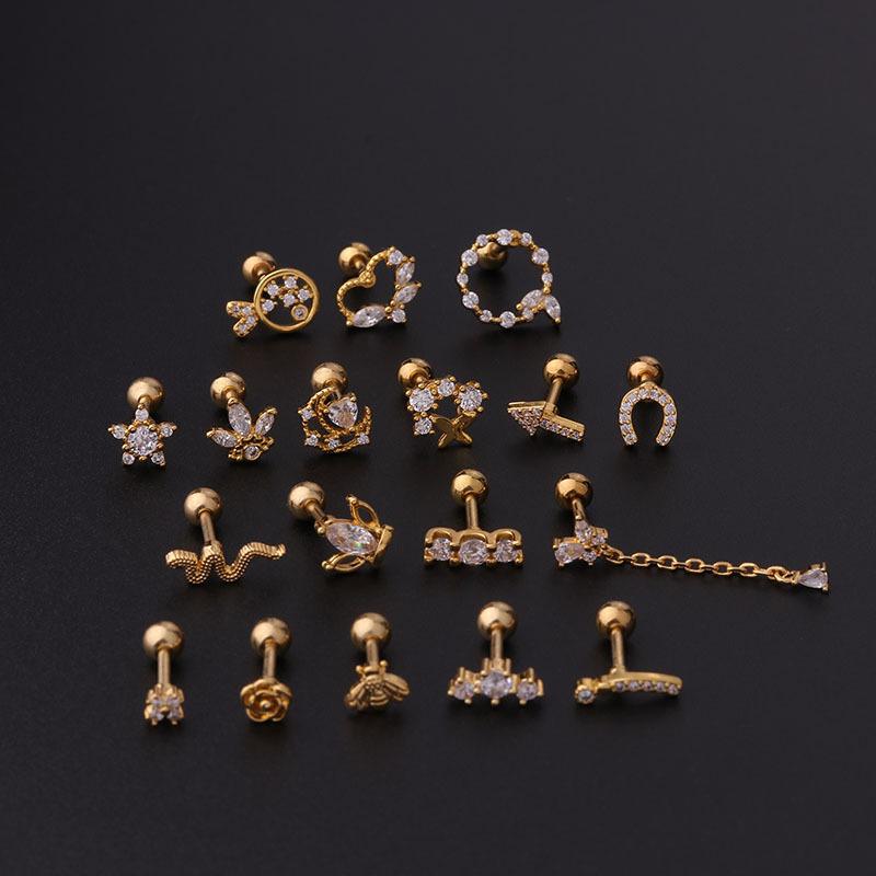 Puncture fashion Stud minimalist Twist Ball Stud lady Stainless Steel Earring