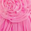 Toddler Princess Dress with 3D Rose Flowers and Shiny Satin Puff Sleeves