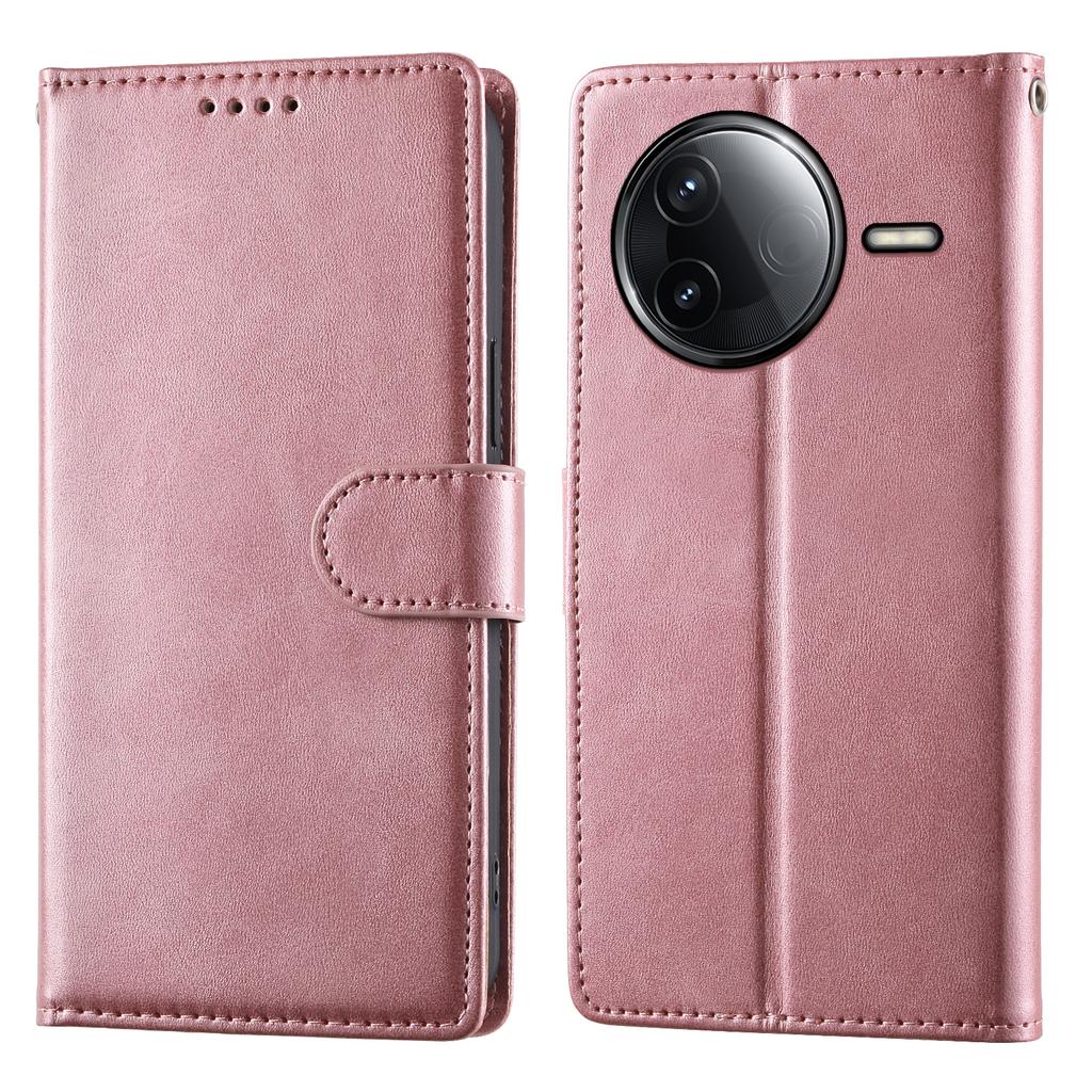 Wallet Case For Xiaomi Redmi K80 5G/K80 Pro 5G/Poco F7 Pro 5G/Poco F7 Ultra 5G Calf Texture PU Leather Phone Cover with Wrist Strap
