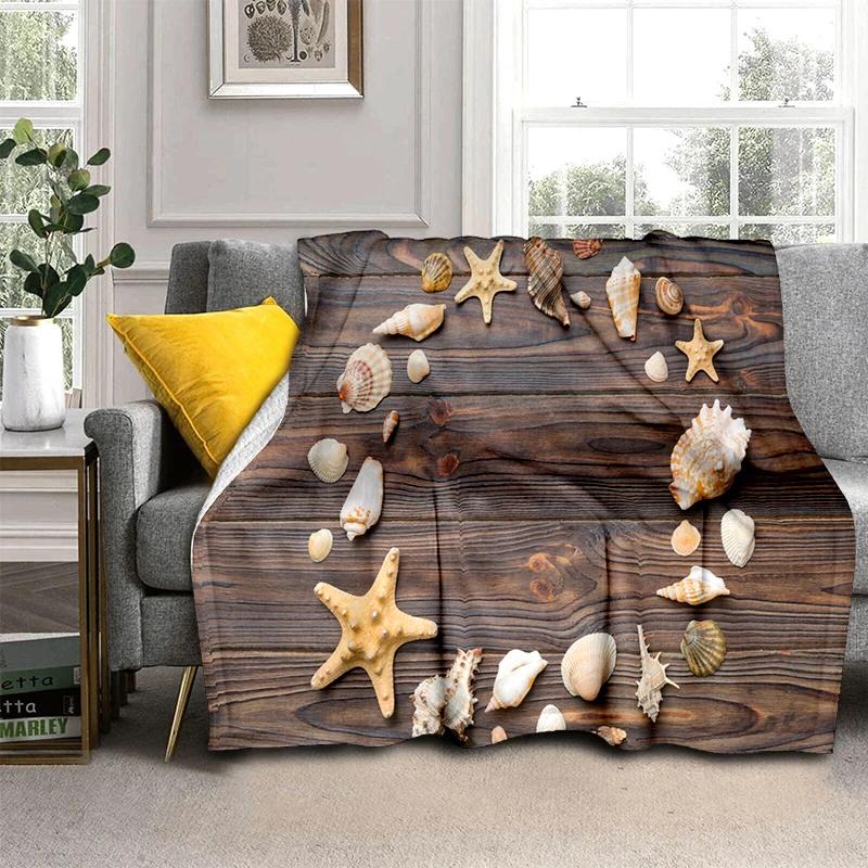 3D Starfish Beach Shell Sea Star Sand Blanket,Soft Throw Blanket for Home Bedroom Bed Sofa Picnic Travel Office Cover Kids Gift