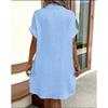 JKASHDK Women's Fashion Summer Spring Solid Color Print Short Sleeve POLO Neck Loose Waistlinet Casual Dresses