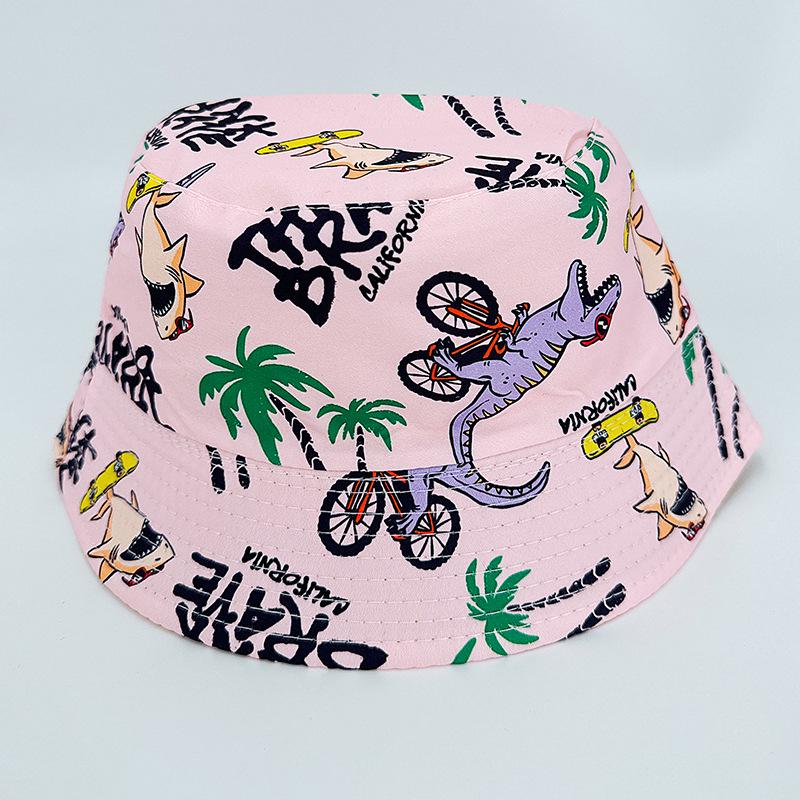 Kids' Cartoon Print Sun Protection Bucket Hat, Double-Sided for Boys & Girls, Trendy Outdoor Headwear