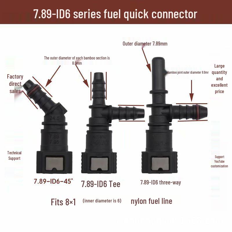 7.89 Quick-Connect Fuel Line Adapter: Male/Female for Gasoline, Diesel, Methanol, Oil, and Urea Applications