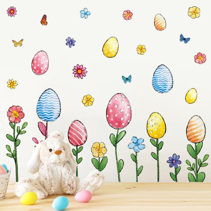 Easter Window Stickers Colorful Easter Eggs Glass Windows Static Sticker Decor Decoration Spring Party Gift For Kids Room