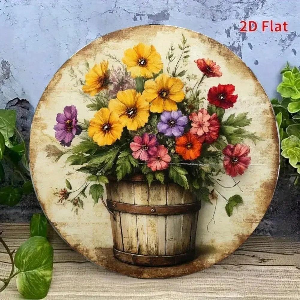 

Vintage Floral Printed Metal Wall Art Waterproof Fade Resistant Decor 20x20 різнокольоровий