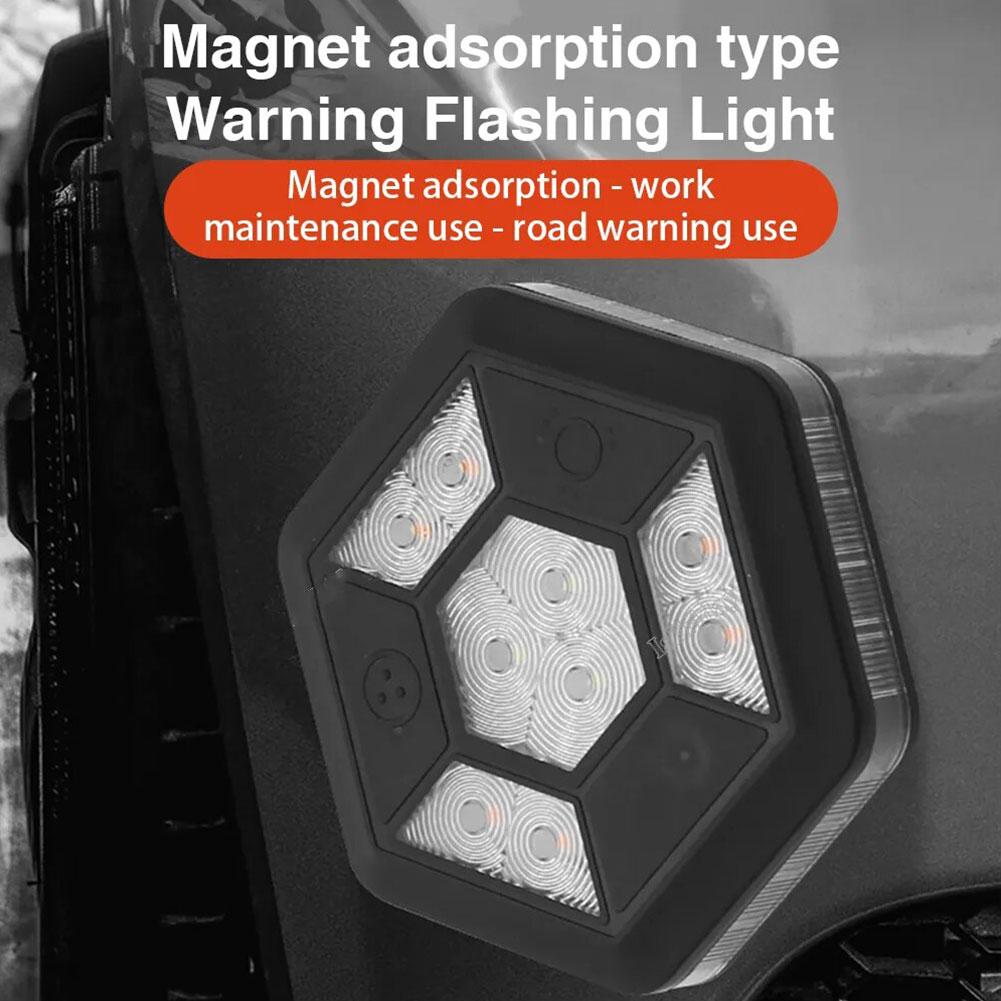 Car Rotating LED Magnetic Warning Light Flashing Rechargeable Yellow Traffic Safety Flash Auto Safety Signal Light Warning Light