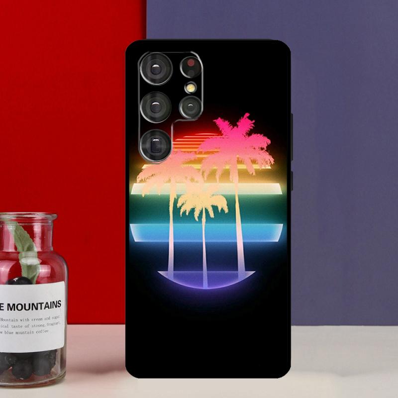 

80s Retrowave Neon Palms Tree Funda Case For Samsung Galaxy S25 Ultra S9 S10 S20 S22 Plus S21 FE S23 S24 Ultra Phone Cover Note 20 Ultra