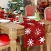 Festive Red Snowflake Table Runner Christmas Decoration Linen Fabric for Coffee Table Dining Room