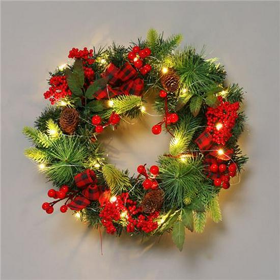 50CM Christmas Wreath & 2.7M Garland Set - Festive Door & Wall Decor