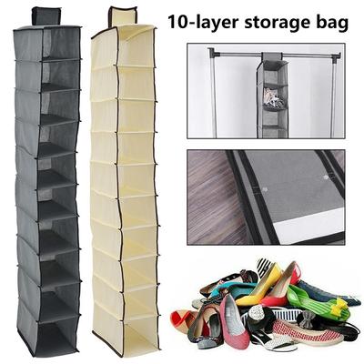 10 Layer Wardrobe Hanging Bag Closet Rack Shelf Tidy Hanger Wardrobe Storage Organiser Holder Collapsible Hanging Storage Shelve