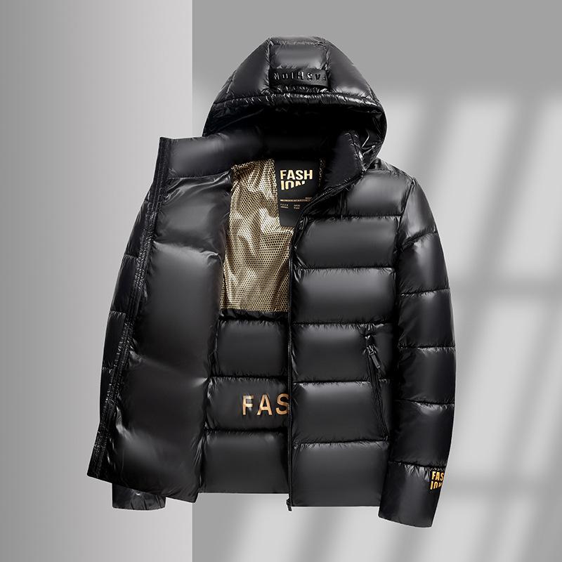 Men's Trendy Black Gold Thickened Graphene Cotton Puffer Jacket - Winter Business Casual Coat