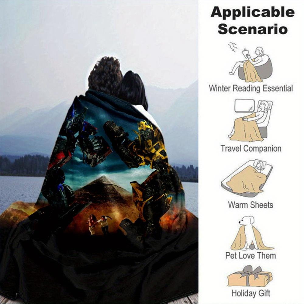 

1pc Bumblebee Autobot Digital Printed Flannel Blanket, Super Soft Plush Fleece Bed Cover, Multipurpose Four Seasons Hypoallergenic Quilt for 150x180cm