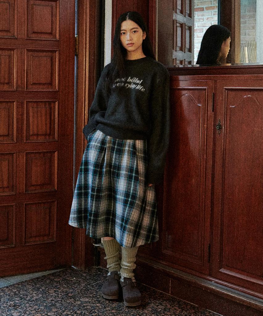 BELLOL Lettering Pullover Knit Charcoal