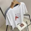 Women's Summer Casual Oversized T-Shirt with Cartoon Figure Print and Slogan Design