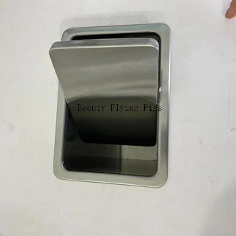 1pc Embedded Metal Countertop Trash Can Lid Household Stainless Steel Flip Cover Kitchen Sink Decoration Shake Cover Kitchenware