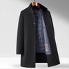 Fapai Men's Mid-Length Down Woolen Coat with 70% Merino Wool Collar & Detachable Liner