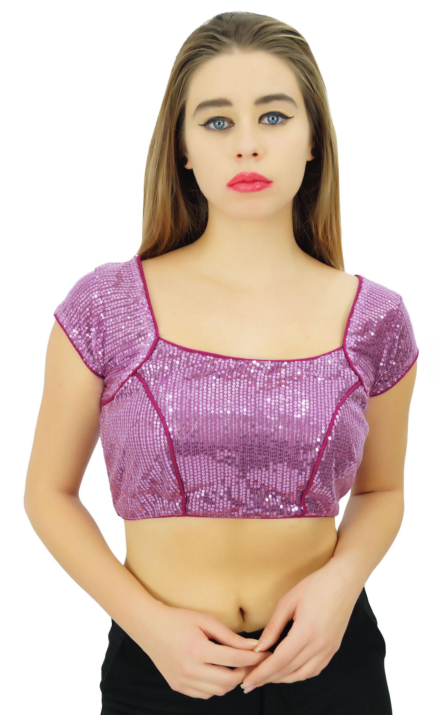 

Сітчаста щільна тканина з паєтками Готова блузка Боллівуд Чолі Жіночі етнічні культури 8 фіолетовий