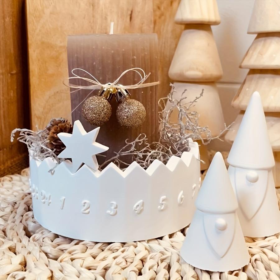 1set Unique Circular Candle Holder Mold, Silicone Mold with Date Display Stars,Two-Part Circular Lucky Star