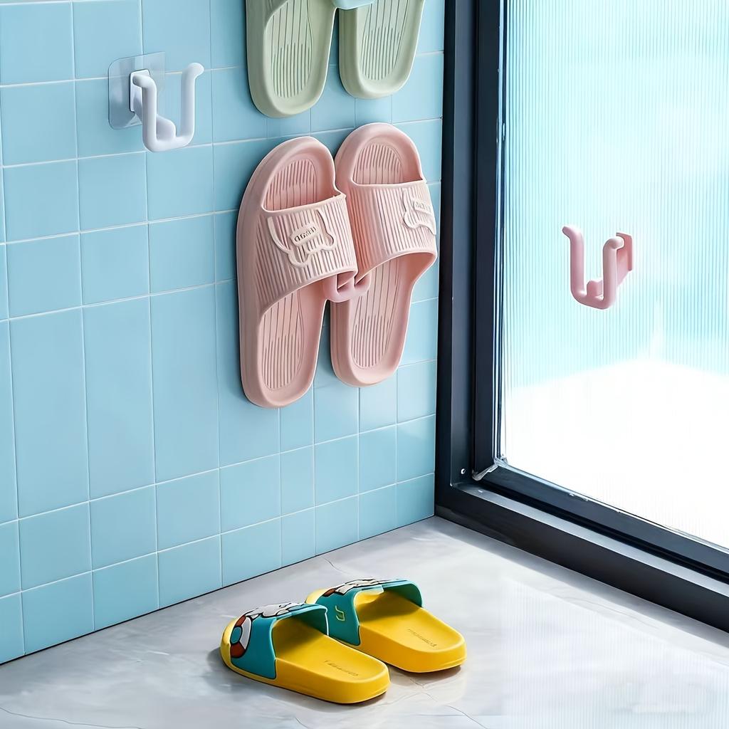 3pcs Self-Adhesive Slipper Hook Wall-Mounted Slipper Rack Storage Rack Waterproof Bathroom Kitchen Bedroom Shoe Rack, Utility Hooks