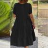 Fashion Women's Summer V Neck Casual Fashion Color Pullover Dress