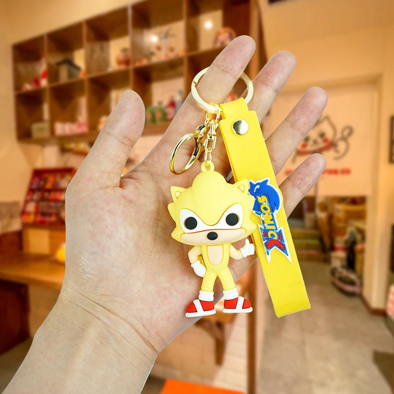  Porte-clés Vibrant Sonic The Hedgehog Dessin Animé Caoutchouc Porte-clés Accessoire Sac Voiture