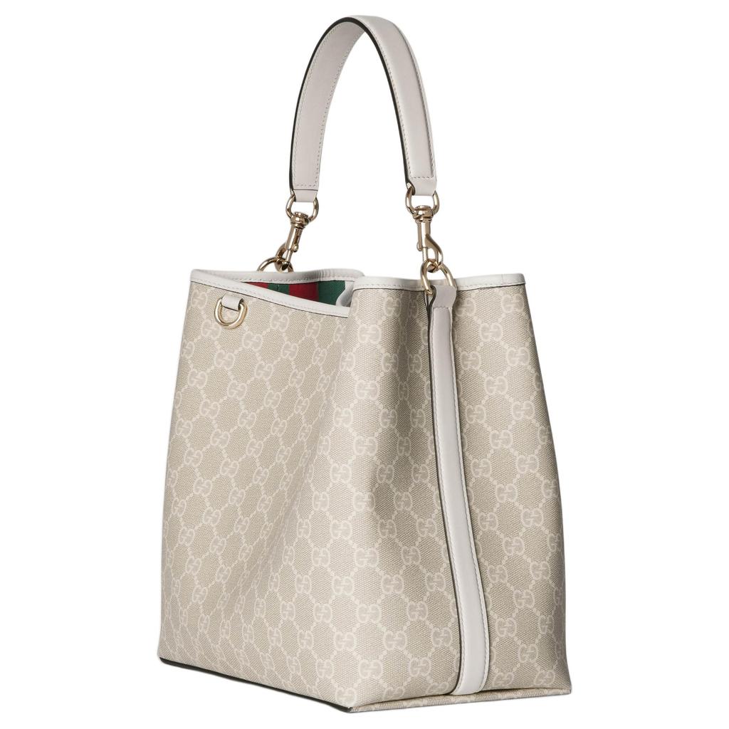 Gucci GG Emblem Logo Print GG Monogram Coated Canvas Shoulder Tote Bag Small Women handbags Beige White 815103-FAD6L-9641