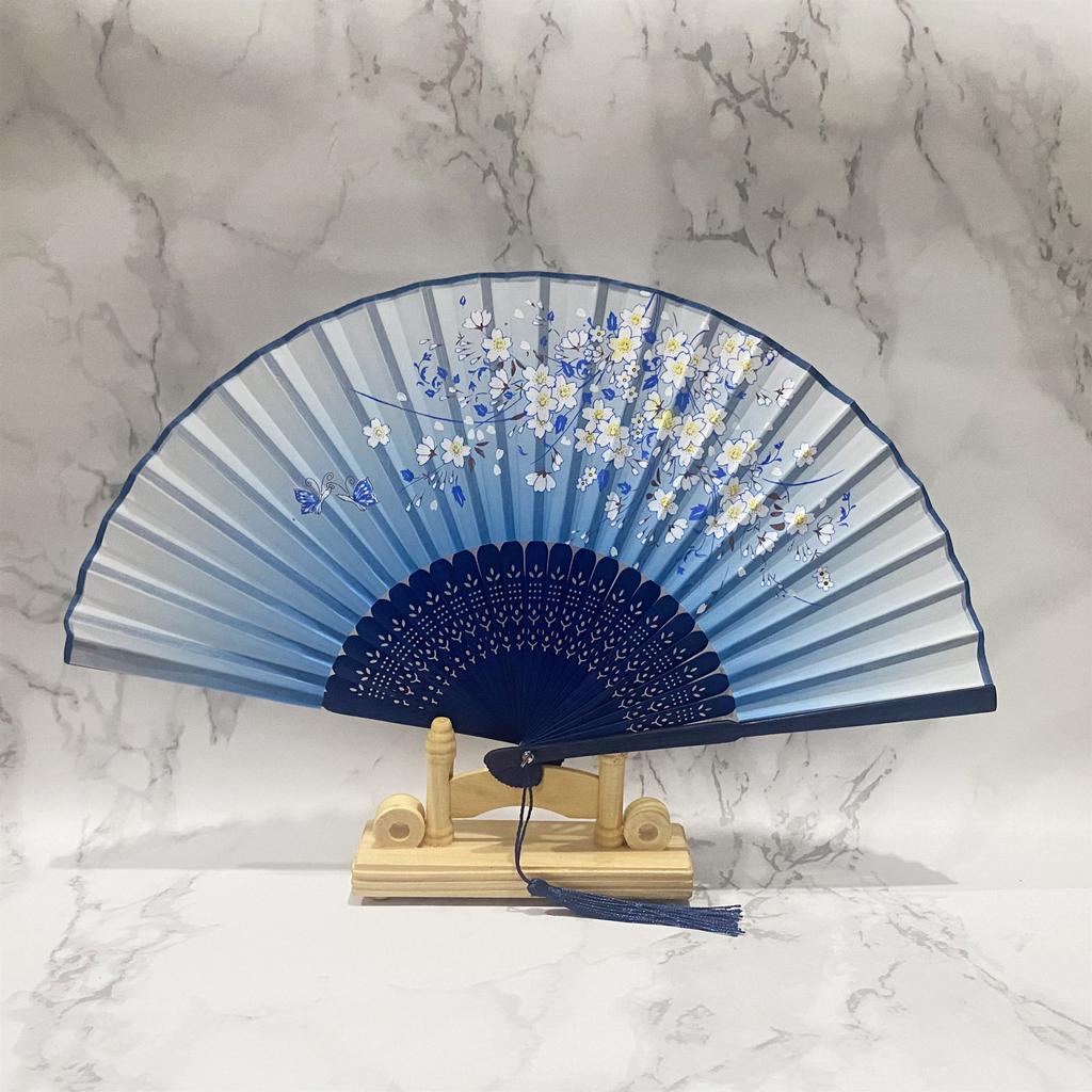 1 Pezzo Ventaglio Pieghevole da Donna Stile Antico Cinese con Nappa Frangia Ventaglio da Danza Hanfu Cheongsam Oggetti di Scena per Foto Ventaglio Portatile Estivo