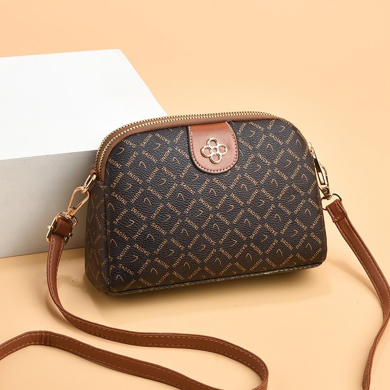 

2024 Versatile Crossbody Double Zipper Handbag for Middle-Aged Women - Ideal for Shopping, Coins & More