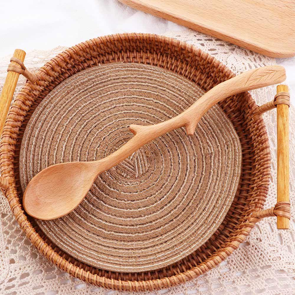 Long Handle Branch Shape Tableware Flatware Mixing Wooden Spoon Kitchen Utensil Stirring Spoon Soup Spoon