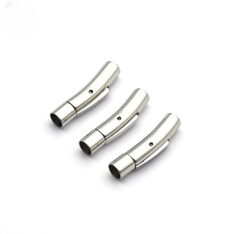 5Pcs/Lot Stainless Steel Snap Push Buckle Leather Cord Bracelet Spring Buckle Titanium Steel Jewelry Findings Wholesale