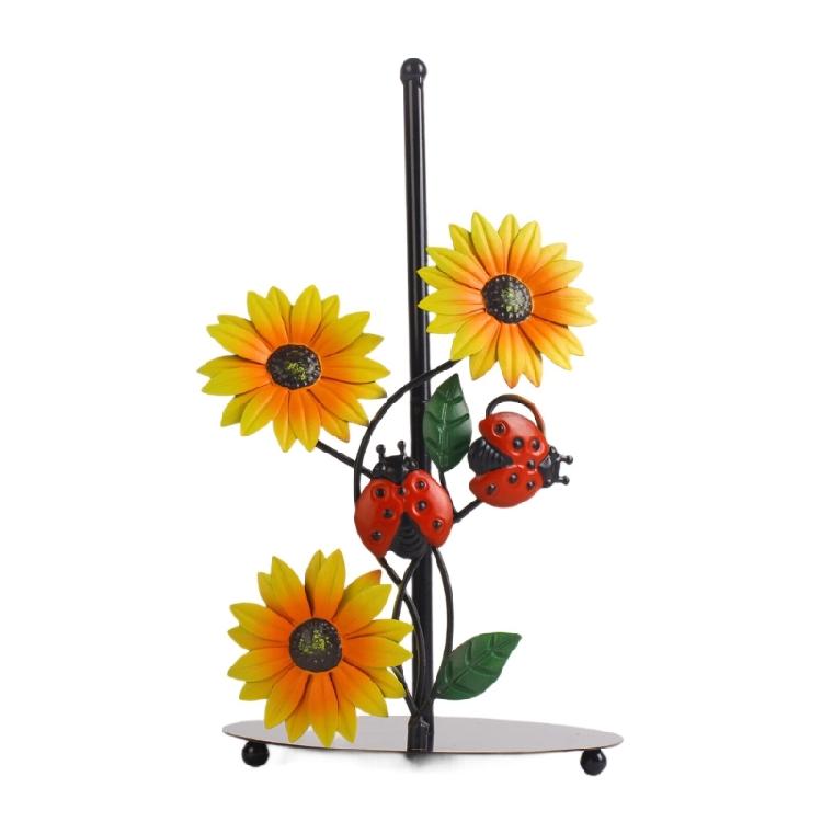 Iron Paper Towel Holder Flowers Christmas Tissue Holder Kitchen Roll Paper Stand Organizers for Kitchen Countertop