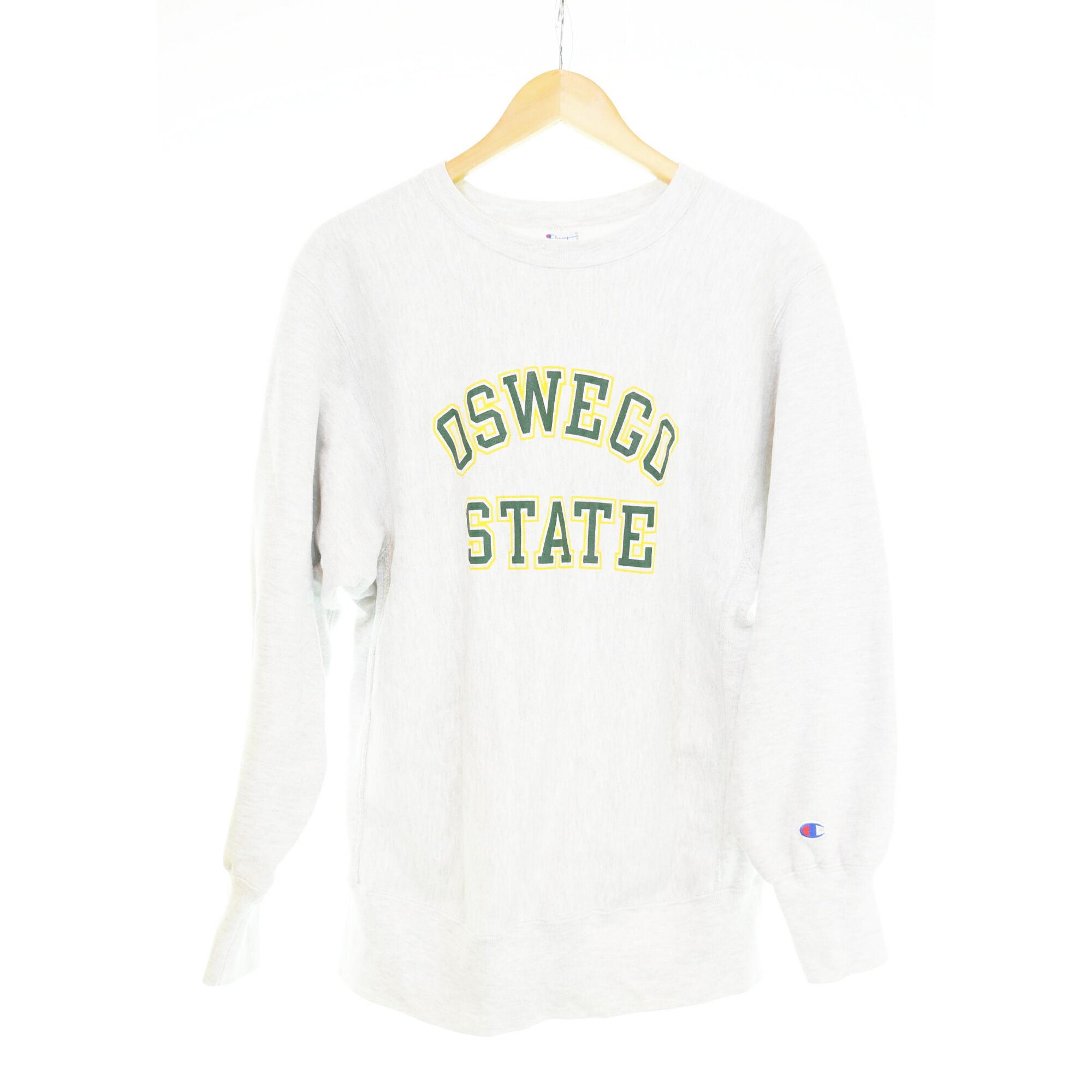 [Used] Champion Champion 90s USA Reverse Weave Reverse OSWEGO STATE 2-tier College Sweatshirt Gray L size 103MT-4186