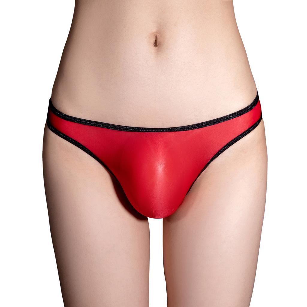 Mens Sheer Pouch Briefs Low Rise Thong Underwear Valentines Day Pool Party Revealing Swimwear