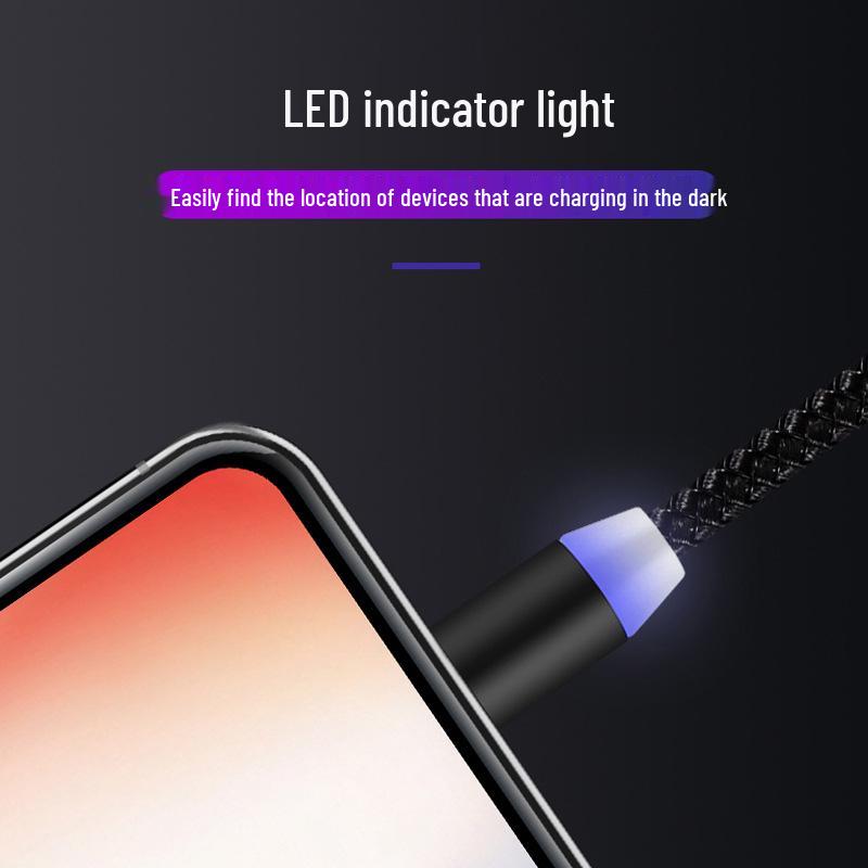 360° Rotating Magnetic Luminous Charging Cable for Android, Apple, and Type-C Devices