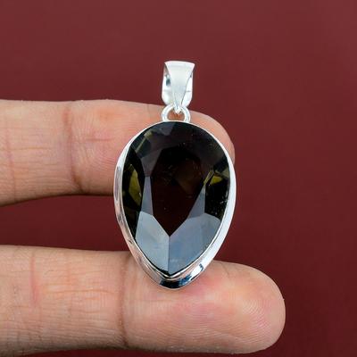 Facettierter Rauchquarz Anhänger Edelstein Schmuck von höchster Qualität 925 Sterling Silber Anhänger handgefertigter Anhänger Schmuck im neuesten Design Geschenke für Ehefrau