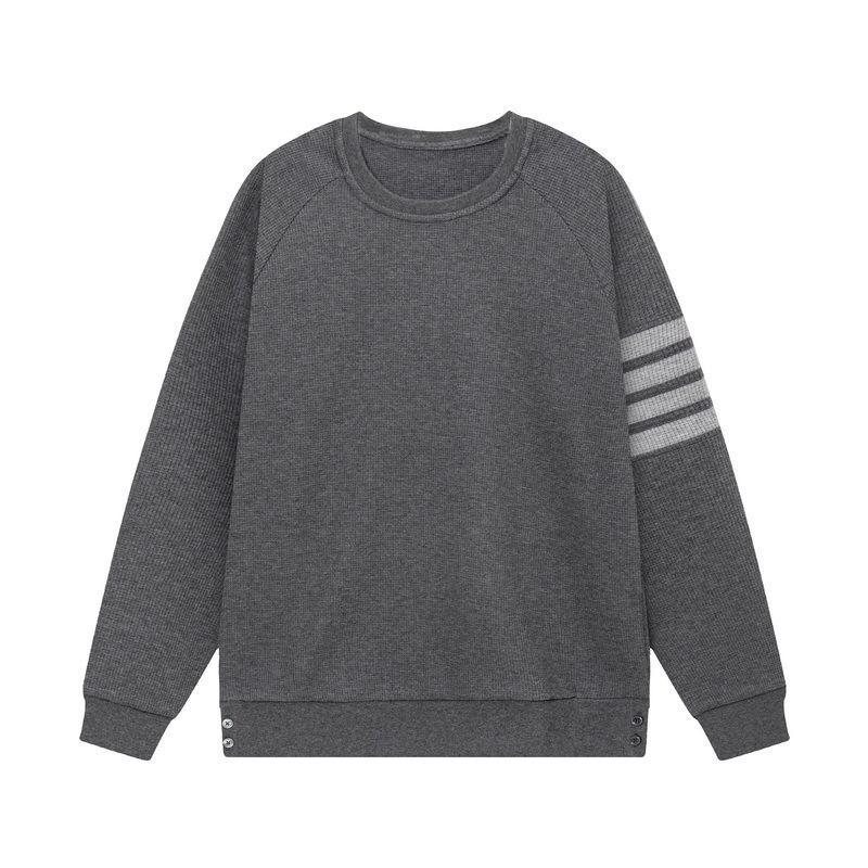 Unisex TB JL Street Style Waffelstrick Sweatshirt - Neu Rundhalsausschnitt, Lockerer Pullover, Lässige Jacke auf Lager