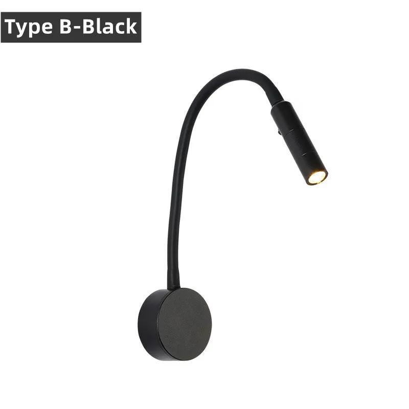 Lampă de perete cu LED-uri reglabilă pentru citire, 3W, furtun flexibil, aplice montată pe perete, pentru dormitor, pentru studiu, cu lampă de masă întrerupător