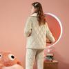 Fenteng Damen Verdicktes Dreilagiges Gestepptes Pyjama-Set