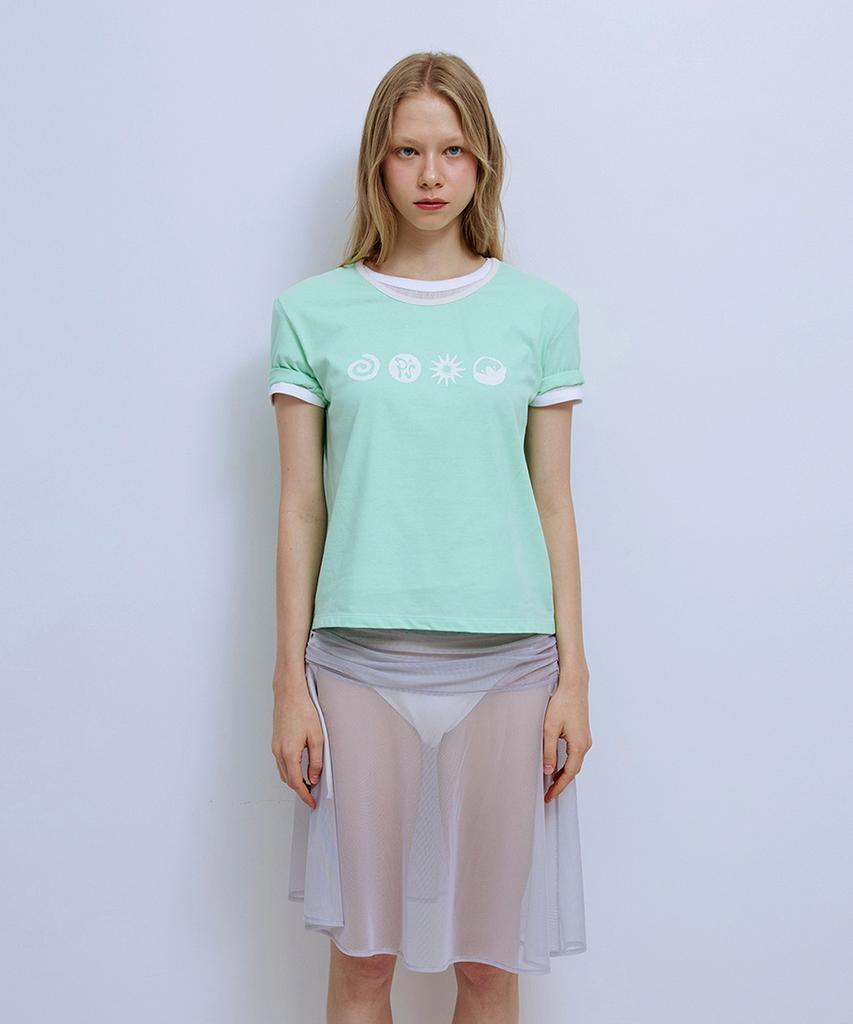 Pisis Solid Mesh Shirred Skirt_Gray