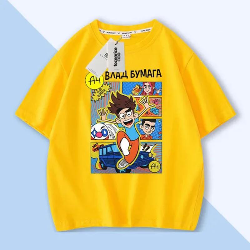 

Summer Cartoon Merch A4 Print T-Shirt for girls Casual Round Neck Short Sleeve Design Perfect for Toddlers Everyday Wear Holidays 100
