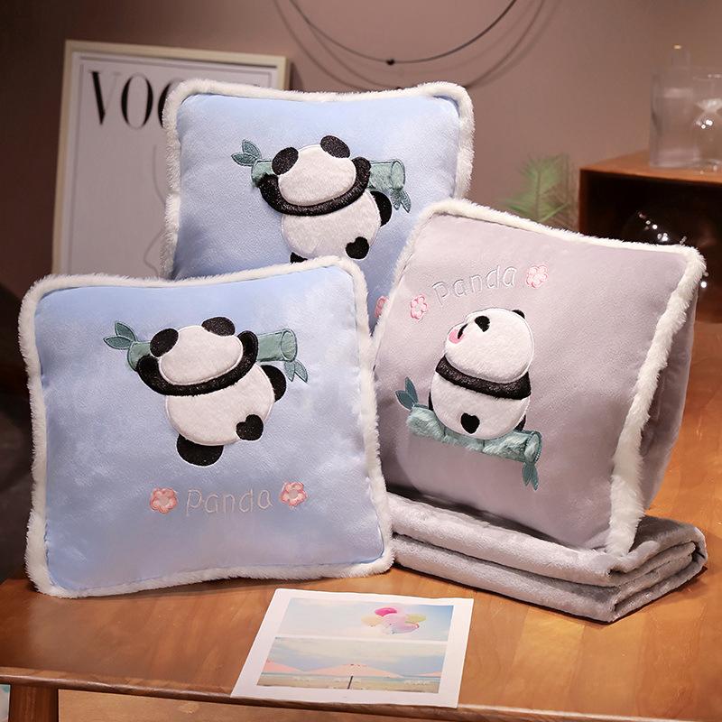 Cartoon Panda Throw Pillow Quilt Dual-Purpose Two-In-One Pillow Office Lunch Break Nap Blanket Car Throw Pillow Quilt