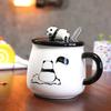 500ml Ceramic Cute Panda Mugs,Cartoon Creative Moring Mug with Lid,Milk Coffee Tea Unique Porcelain Cups Drinkware Girl Gift