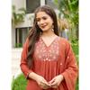 Women's Rayon Embroidered Flared Kurta with Pant And Dupatta Sets