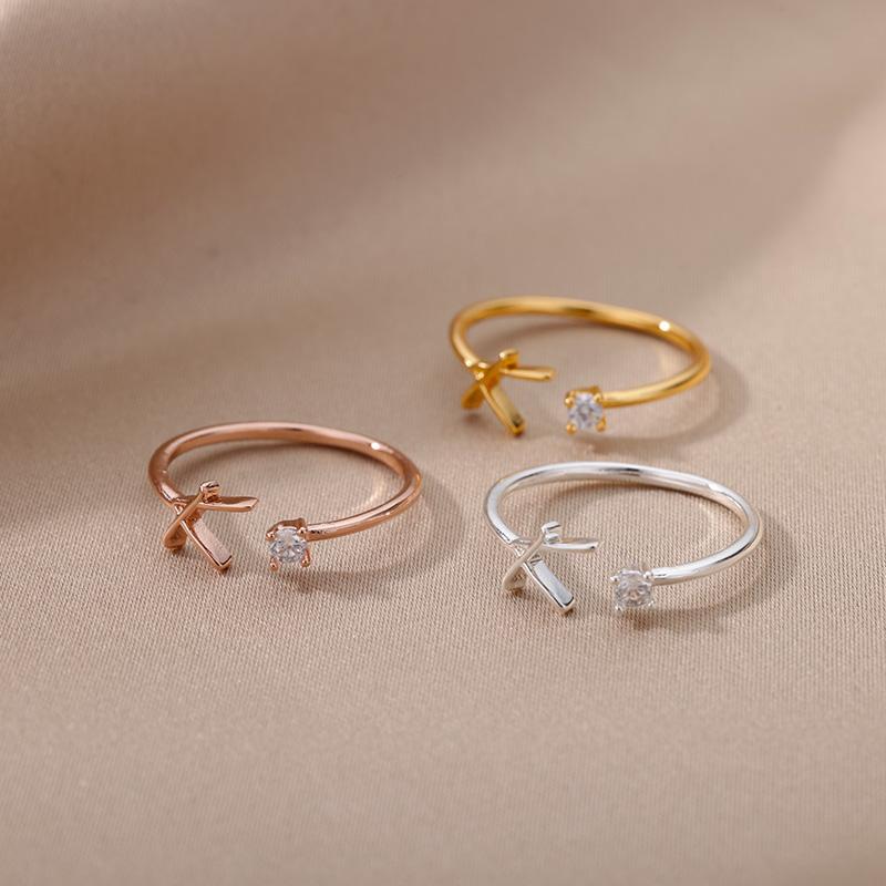 Personalized Initial Letter Ring  Gold Plated Alphabet Band Unisex Minimalist Jewelry Lightweight Stackable Adjustable Size A-Z