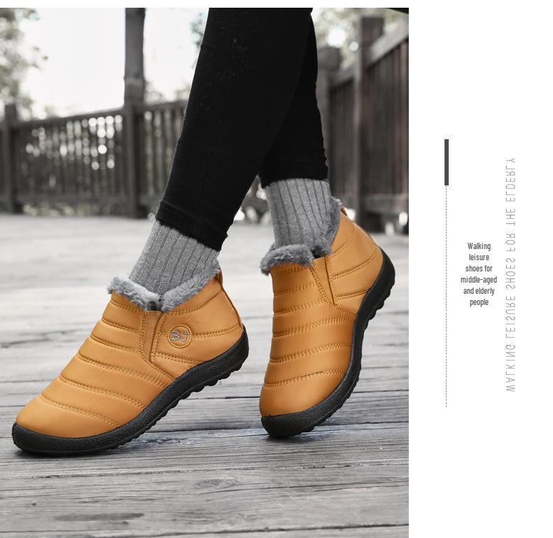 Jinshiyuan Women's Lightweight Slip-on Snow Boots - Warm Cotton Shoes for Middle-aged & Elderly