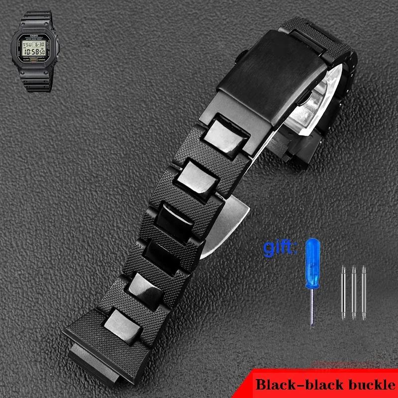

Пластиковые стальные ремешки для часов Casio G-shock DW-6900 DW5600 GW-M5610 GA2100 GA2110 DW-5600 Ремешок Браслет Высокое качество 16 мм 16mm чёрный